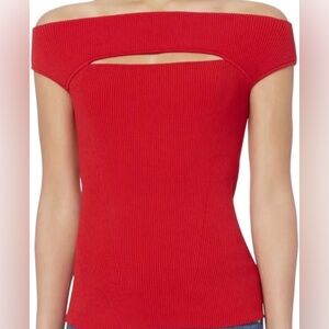 Intermix Alexia Off the Shoulder Red Ribbed Top